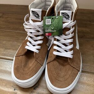 Vans Brown and White Skate Sneakers with Suede Upper